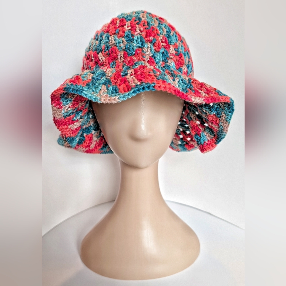 NEW, Crochet sunny bucket hat, 100% cotton, handmade
